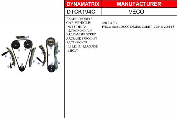 Dynamatrix DTCK194C - Sadales vārpstas piedziņas ķēdes komplekts ps1.lv