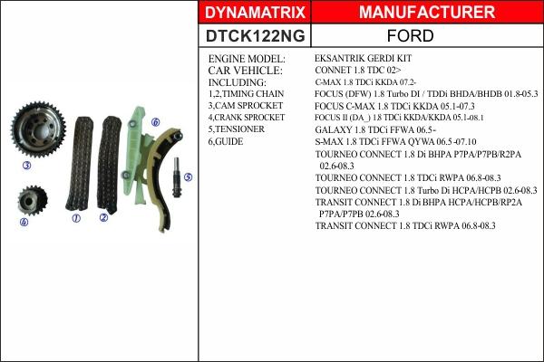 Dynamatrix DTCK122NG - Sadales vārpstas piedziņas ķēdes komplekts ps1.lv