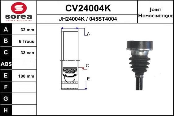 EAI CV24004K - Šarnīru komplekts, Piedziņas vārpsta ps1.lv