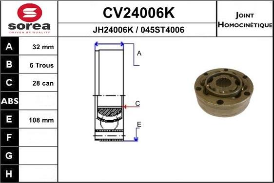 EAI CV24006K - Šarnīru komplekts, Piedziņas vārpsta ps1.lv