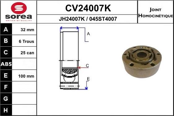 EAI CV24007K - Šarnīru komplekts, Piedziņas vārpsta ps1.lv