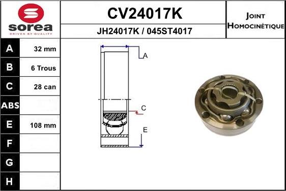 EAI CV24017K - Šarnīru komplekts, Piedziņas vārpsta ps1.lv