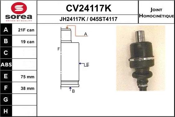 EAI CV24117K - Šarnīru komplekts, Piedziņas vārpsta ps1.lv