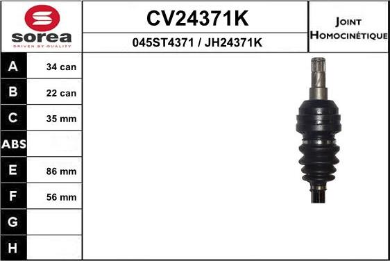 EAI CV24371K - Šarnīru komplekts, Piedziņas vārpsta ps1.lv