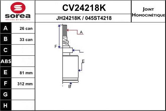 EAI CV24218K - Šarnīru komplekts, Piedziņas vārpsta ps1.lv