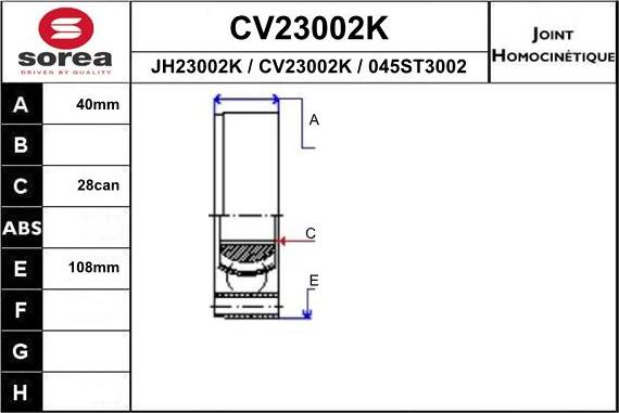 EAI CV23002K - Šarnīru komplekts, Piedziņas vārpsta ps1.lv