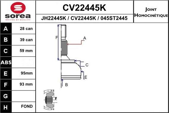 EAI CV22445K - Šarnīru komplekts, Piedziņas vārpsta ps1.lv