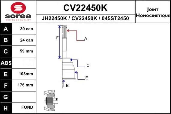 EAI CV22450K - Šarnīru komplekts, Piedziņas vārpsta ps1.lv