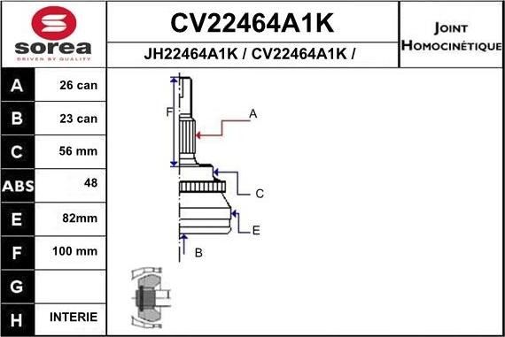 EAI CV22464A1K - Šarnīru komplekts, Piedziņas vārpsta ps1.lv