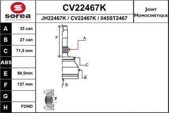 EAI CV22467K - Šarnīru komplekts, Piedziņas vārpsta ps1.lv