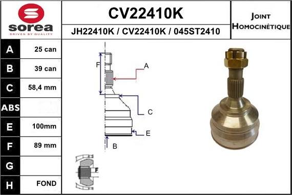 EAI CV22410K - Šarnīru komplekts, Piedziņas vārpsta ps1.lv