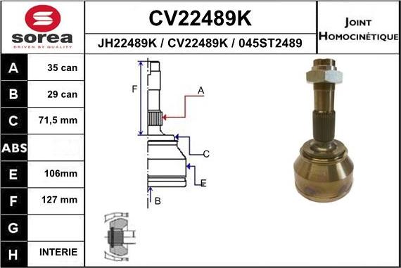 EAI CV22489K - Šarnīru komplekts, Piedziņas vārpsta ps1.lv