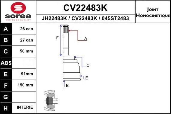 EAI CV22483K - Šarnīru komplekts, Piedziņas vārpsta ps1.lv