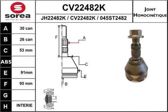 EAI CV22482K - Šarnīru komplekts, Piedziņas vārpsta ps1.lv