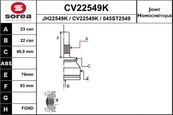 EAI CV22549K - Šarnīru komplekts, Piedziņas vārpsta ps1.lv