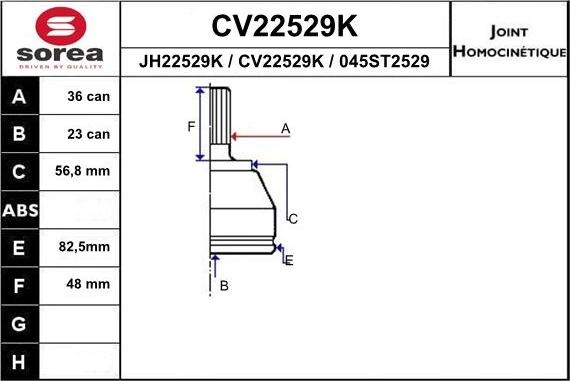 EAI CV22529K - Šarnīru komplekts, Piedziņas vārpsta ps1.lv