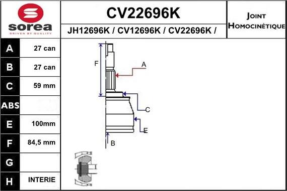 EAI CV22696K - Šarnīru komplekts, Piedziņas vārpsta ps1.lv