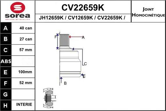 EAI CV22659K - Šarnīru komplekts, Piedziņas vārpsta ps1.lv