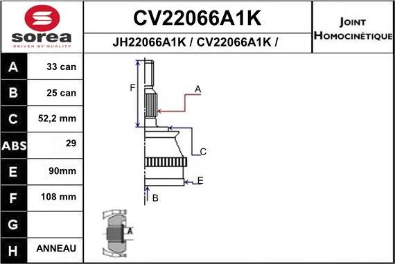 EAI CV22066A1K - Šarnīru komplekts, Piedziņas vārpsta ps1.lv