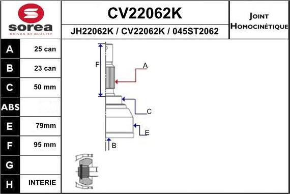 EAI CV22062K - Šarnīru komplekts, Piedziņas vārpsta ps1.lv