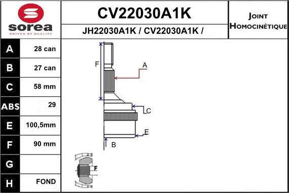 EAI CV22030A1K - Šarnīru komplekts, Piedziņas vārpsta ps1.lv