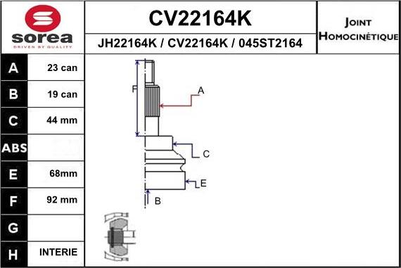 EAI CV22164K - Šarnīru komplekts, Piedziņas vārpsta ps1.lv