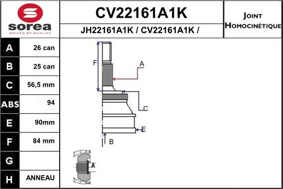EAI CV22161A1K - Šarnīru komplekts, Piedziņas vārpsta ps1.lv