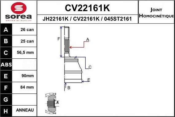 EAI CV22161K - Šarnīru komplekts, Piedziņas vārpsta ps1.lv