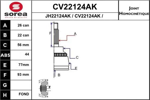 EAI CV22124AK - Šarnīru komplekts, Piedziņas vārpsta ps1.lv