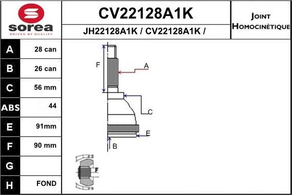 EAI CV22128A1K - Šarnīru komplekts, Piedziņas vārpsta ps1.lv