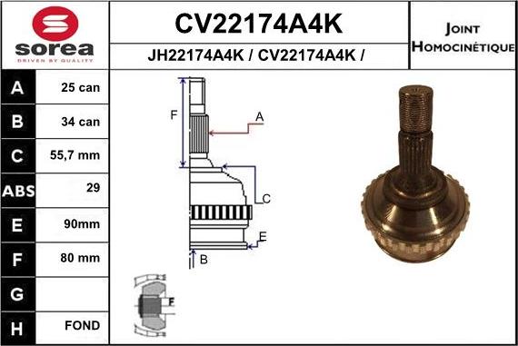 EAI CV22174A4K - Šarnīru komplekts, Piedziņas vārpsta ps1.lv