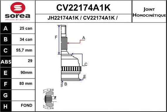 EAI CV22174A1K - Šarnīru komplekts, Piedziņas vārpsta ps1.lv