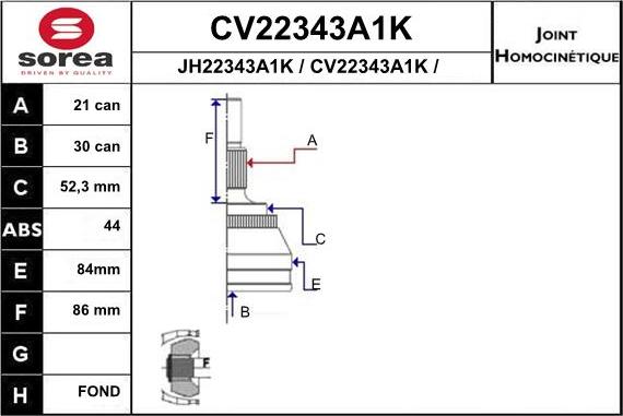 EAI CV22343A1K - Šarnīru komplekts, Piedziņas vārpsta ps1.lv