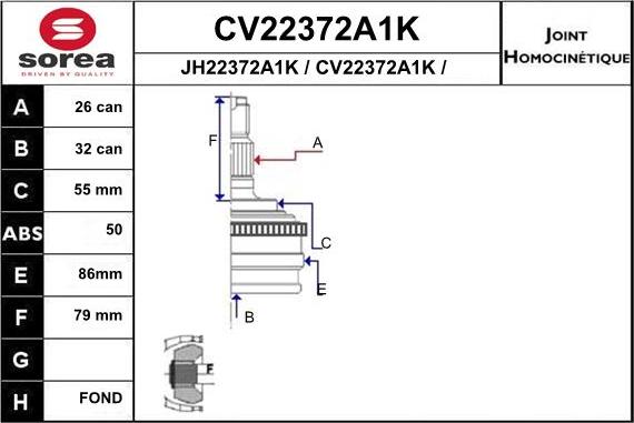 EAI CV22372A1K - Šarnīru komplekts, Piedziņas vārpsta ps1.lv