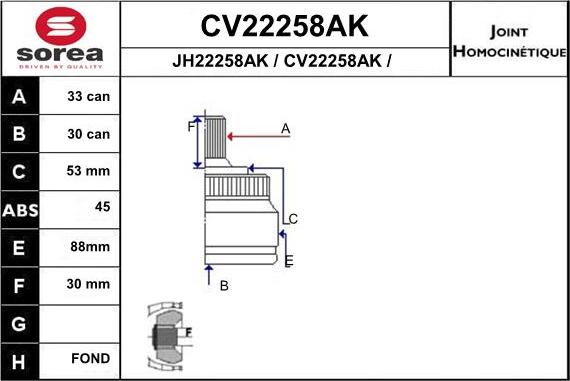 EAI CV22258AK - Šarnīru komplekts, Piedziņas vārpsta ps1.lv