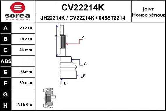 EAI CV22214K - Šarnīru komplekts, Piedziņas vārpsta ps1.lv