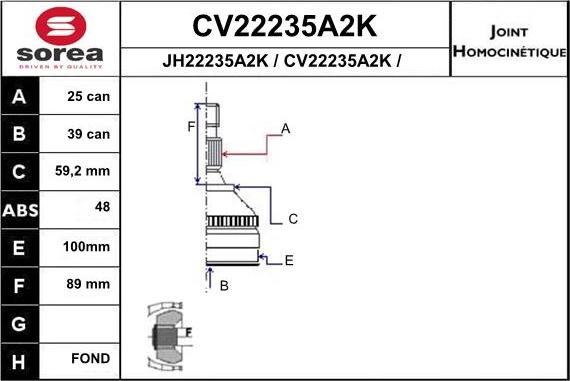 EAI CV22235A2K - Šarnīru komplekts, Piedziņas vārpsta ps1.lv