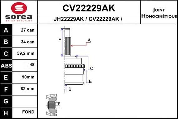 EAI CV22229AK - Šarnīru komplekts, Piedziņas vārpsta ps1.lv