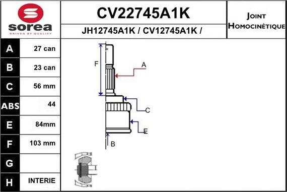 EAI CV22745A1K - Šarnīru komplekts, Piedziņas vārpsta ps1.lv