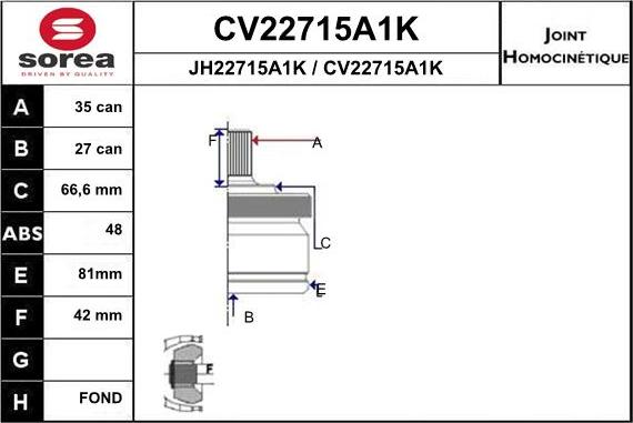 EAI CV22715A1K - Šarnīru komplekts, Piedziņas vārpsta ps1.lv