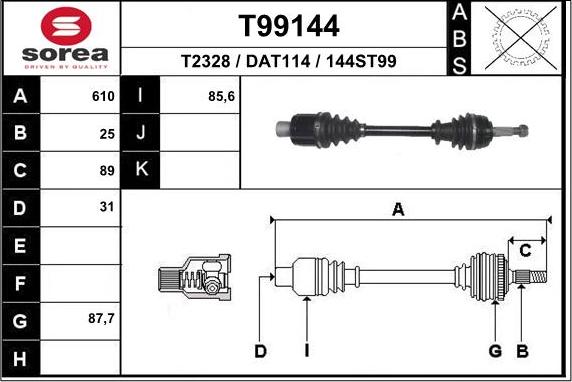 EAI T99144 - Piedziņas vārpsta ps1.lv