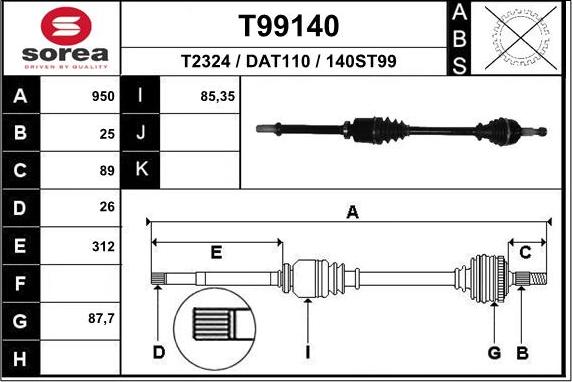 EAI T99140 - Piedziņas vārpsta ps1.lv