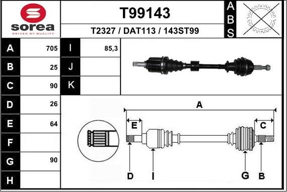 EAI T99143 - Piedziņas vārpsta ps1.lv