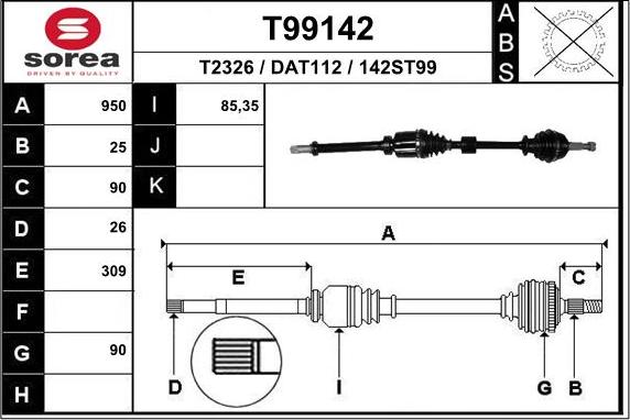 EAI T99142 - Piedziņas vārpsta ps1.lv