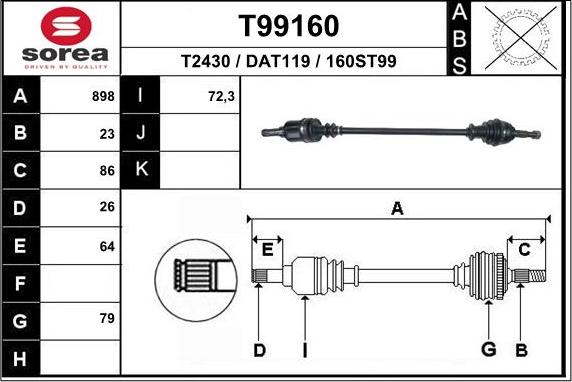 EAI T99160 - Piedziņas vārpsta ps1.lv