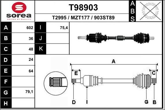 EAI T98903 - Piedziņas vārpsta ps1.lv