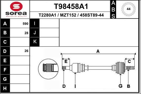 EAI T98458A1 - Piedziņas vārpsta ps1.lv