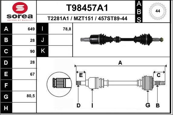 EAI T98457A1 - Piedziņas vārpsta ps1.lv