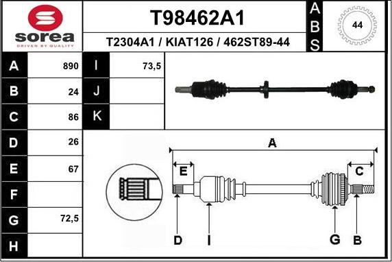 EAI T98462A1 - Piedziņas vārpsta ps1.lv