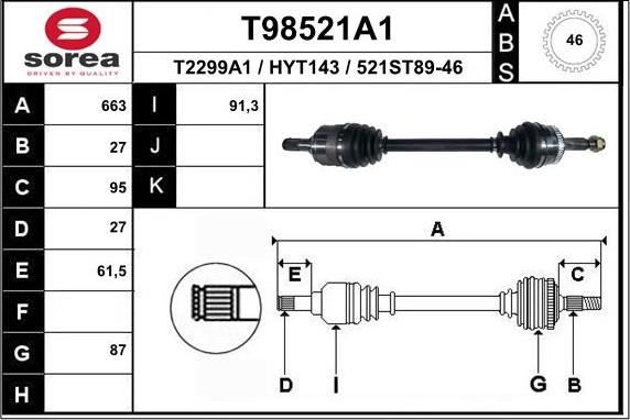 EAI T98521A1 - Piedziņas vārpsta ps1.lv